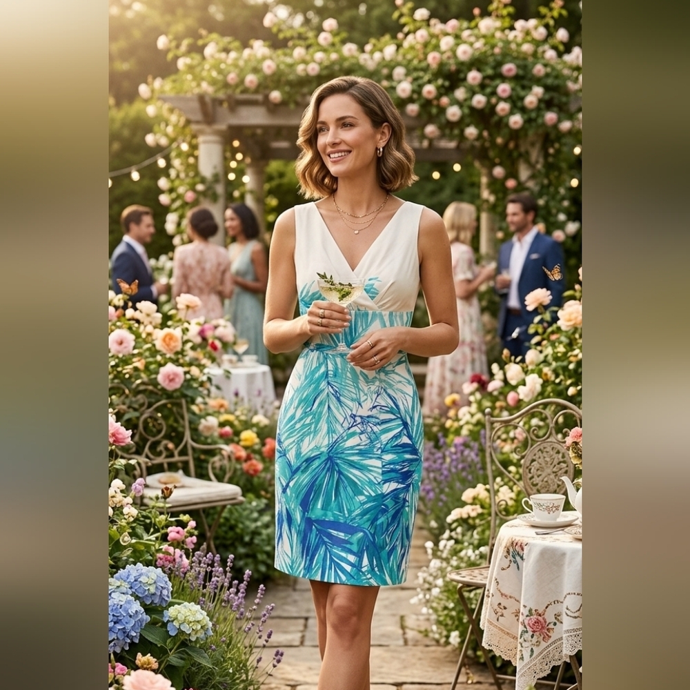 MaxMara cream and blue spring pastel mini dress 4